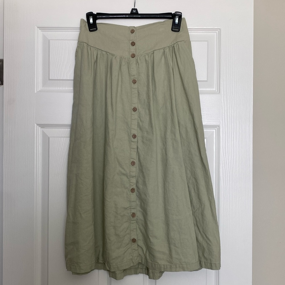 Love Tree Linen Blend Midi Skirt